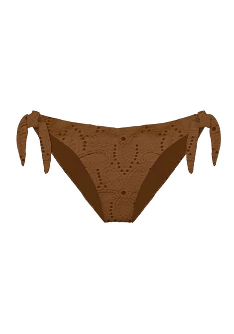 Costume donna Yali MC2 Saint Barth 03730H Marrone slip coulotte lacci laterali ricami fiori MC2 SAINT BARTH | YALI03730H18